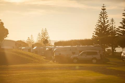 Campground at sunset