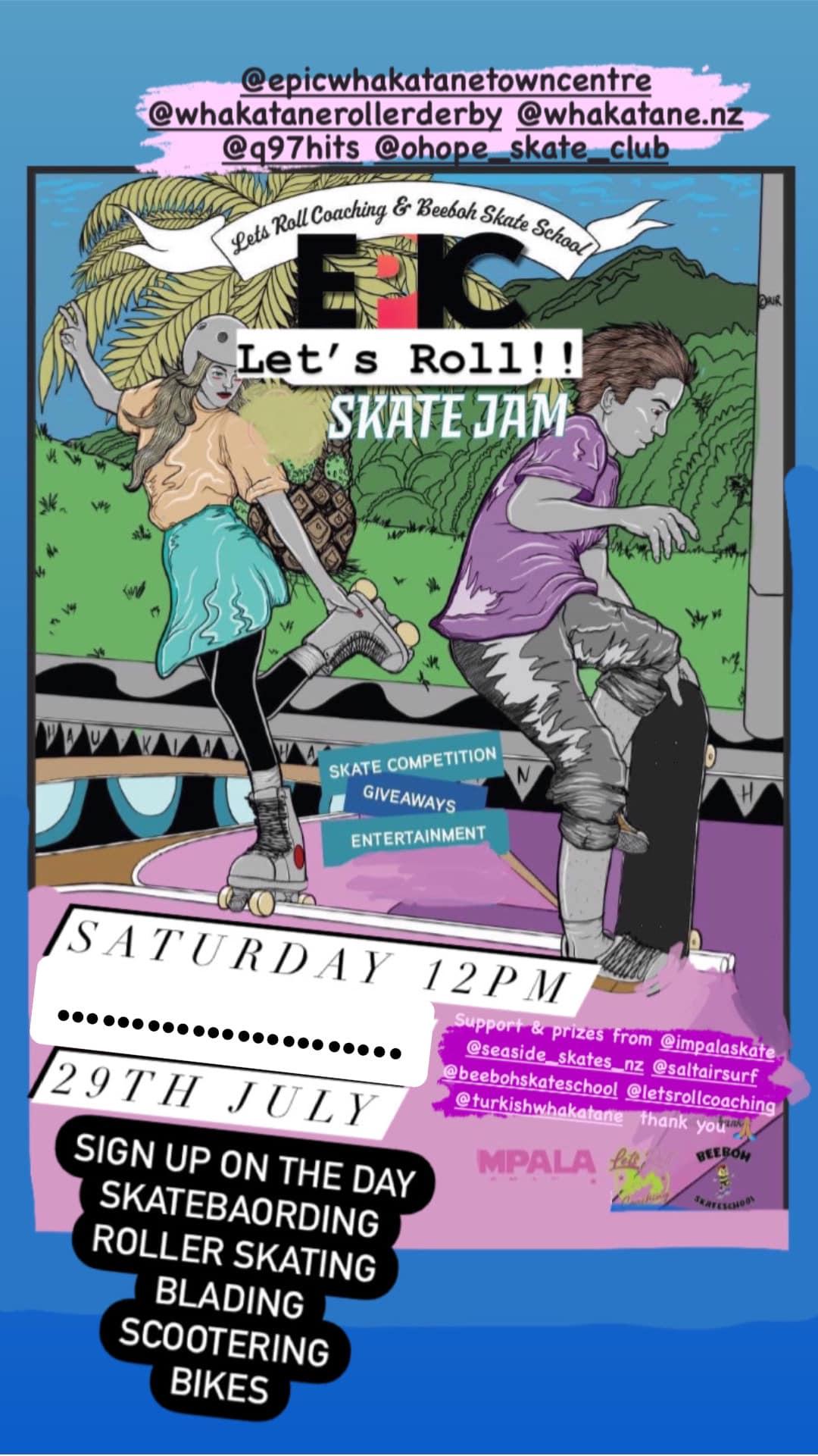 Lets Roll Coaching & Beeboh Skate School Skate Jam Whakatāne NZ