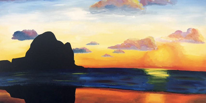 Paint and Wine Night in Whakatane: Piha Sunset