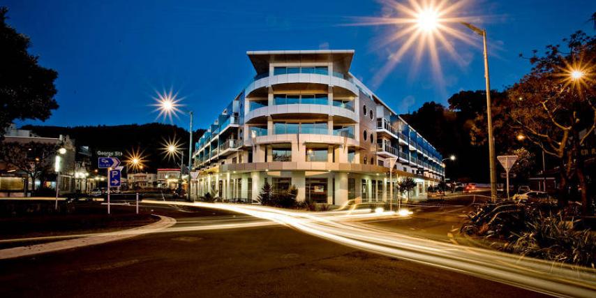 Quayside Apartments at night