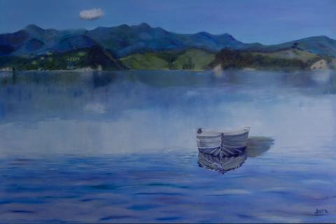 Painting Ohiwa Harbour - Dingy