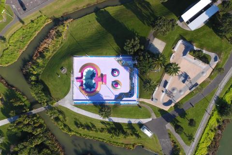 Aerial view of the skate park