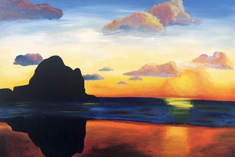 Paint and Wine Night in Whakatane: Piha Sunset
