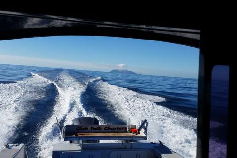 Heading home, with Whakaari in the background