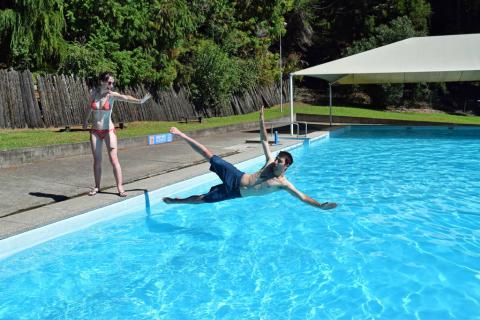 Swimming at Awakeri Hot Pools