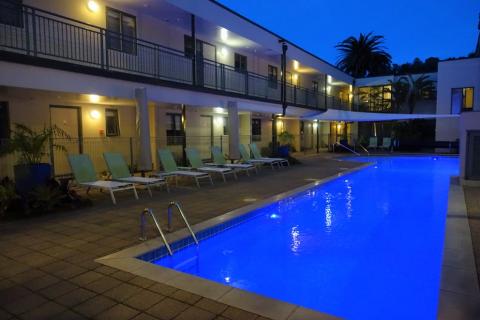 Poolside at dusk