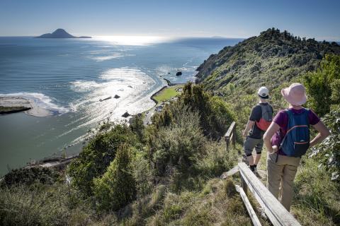 Walkers looking out at coastal views