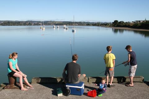 Fishing from wharf