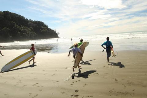 Surfers on the beach