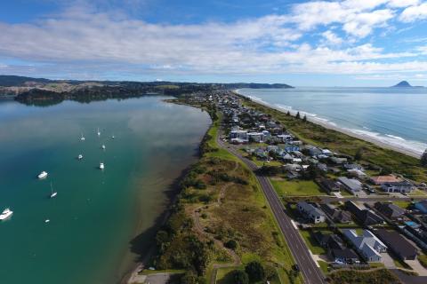 Aerial view of Ohiwa and walkway