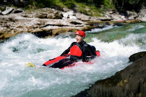 Heading down the rapids