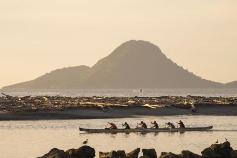 Waka ama on the river