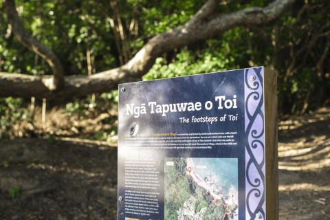 Nga Tapuwae o Toi signage
