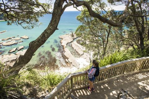 Holly looking out at Otarawairere Bay