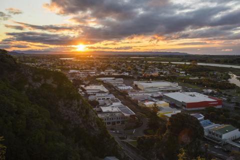 Sunset over Whakatane Town