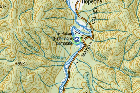 Map of area around Te Pakau