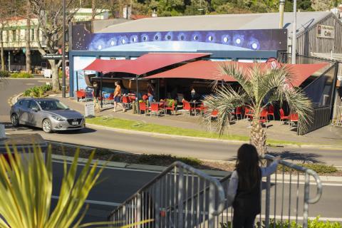 Outside Dining area and Mural