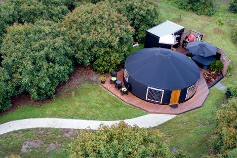 Aerial view of The Grove Farmstay