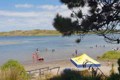 Swimming in the nearby Rangitāiki River