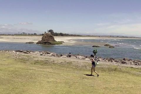 Trekker walking past Wairaka