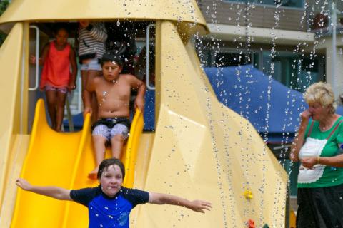 Slide and fountain