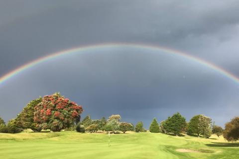 Rainbow over course