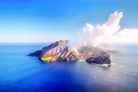 Aerial shot of Whakaari/White Island Day